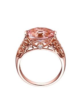 Rose Gold Oval Morganite Colour CZ Ring Size 7 Statement Vintage Style NWT